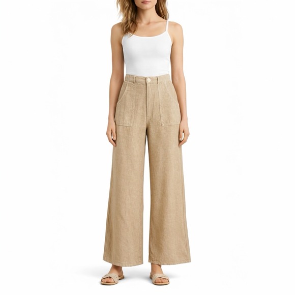 Enza Costa Pants - Enza Costa 100% French Linen High Waist Wide Leg Pant Trousers 1 Women's Small